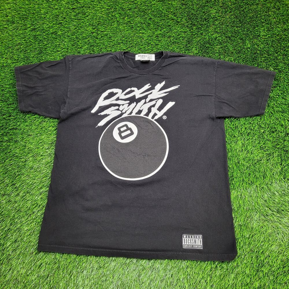 Vintage Rock-Smith 8-Ball-Pool Shirt L/XL 23x29 Black Billiard